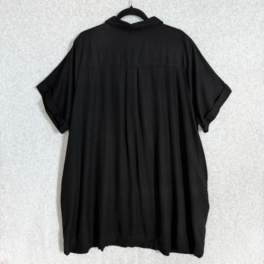 Old Navy Shirt Dress XXL Petite Black Linen Blend Button Up Fall Lagenlook NWT - Picture 6 of 12